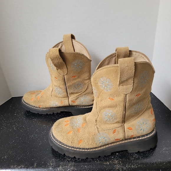 Roper Suede Ankle Boots with Blue and Orange Embroidery - Picture 6 of 9